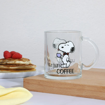 Snoopy Clear Glass Mug - But First Coffee - snoopn4pnuts.com
