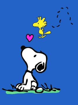 Peanuts Double - Sided Linen Flag - Snoopy Loves Woodstock - snoopn4pnuts.com