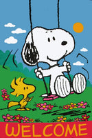Peanuts Double-Sided Flag - Swinging Welcome
