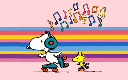 Peanuts Double - Sided Flag - Snoopy and Woodstock Rollerskating - snoopn4pnuts.com