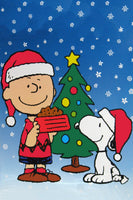 Peanuts Double - Sided Linen Flag - Christmas Feeding Time - snoopn4pnuts.com