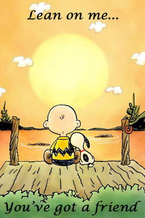 Peanuts Double - Sided Linen Flag - Charlie Brown and Snoopy: Lean On Me.... - snoopn4pnuts.com