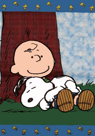 Peanuts Double - Sided Linen Flag - Lazy Days - snoopn4pnuts.com