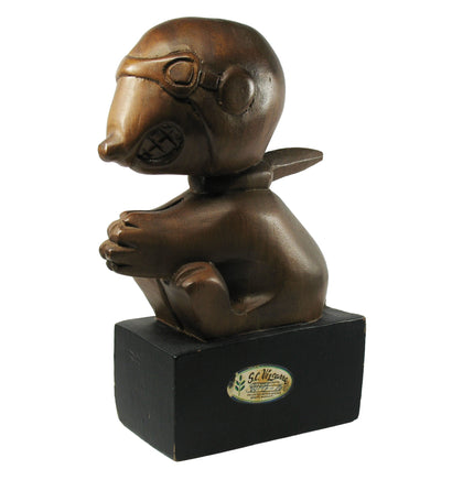 Snoopy Flying Ace Hand Carved (Teak) Wood Figurine From Manila - "World's Greatest" RARE! - snoopn4pnuts.com