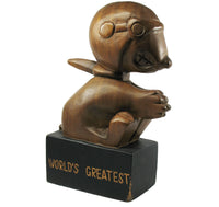 Snoopy Flying Ace Hand Carved (Teak) Wood Figurine From Manila - "World's Greatest" RARE! - snoopn4pnuts.com