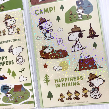 Snoopy Beagle Scout Holographic Stickers - Happy Campers - snoopn4pnuts.com
