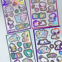 Snoopy Holographic Glitter Sticker Set (Colors Vary According To Light Angles) - snoopn4pnuts.com