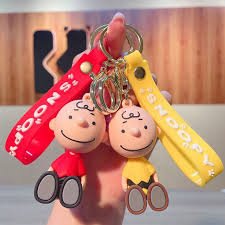 Peanuts PVC Double Ring Key Chain With Embossed Wrist Strap - Charlie Brown - snoopn4pnuts.com