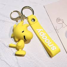 Peanuts PVC Double Ring Key Chain With Embossed Wrist Strap - Woodstock - snoopn4pnuts.com