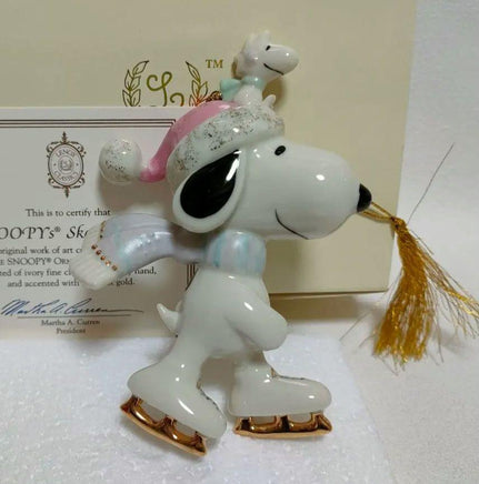 Lenox Snoopy's Skating Friend Fine China Ornament With 24K Gold Accents - snoopn4pnuts.com