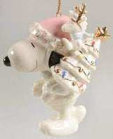 Lenox Snoopy's Holiday Cheer Fine China Ornament With 24K Gold Accents - snoopn4pnuts.com