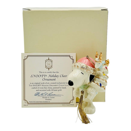 Lenox Snoopy's Holiday Cheer Fine China Ornament With 24K Gold Accents - snoopn4pnuts.com