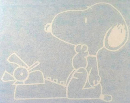 Snoopy Literary Ace Typing Large Die - Cut Vinyl Decal - White - snoopn4pnuts.com