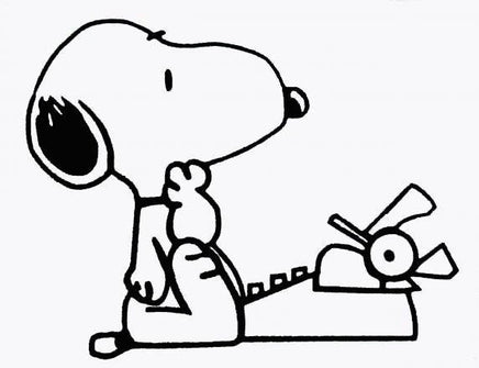 Snoopy Literary Ace Typing Die - Cut Vinyl Decal - Black - snoopn4pnuts.com