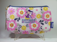 Lucy Padded Cosmetics Bag or Clutch Purse - Happiness Is A Warm Puppy