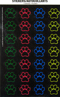 Multi-Colored Dog Paw Print Stickers - 112 Stickers!