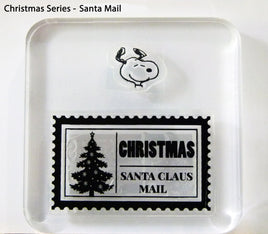 Peanuts Christmas Series 2-Piece Clear Vinyl Stamps On Thick Acrylic Block - Santa Mail (Same Pliability As Rubber!)