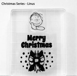 Peanuts Christmas Series 2-Piece Clear Vinyl Stamps On Thick Acrylic Block - Linus (Same Pliability As Rubber!)