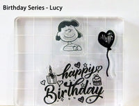 Peanuts Birthday Series 3-Piece Clear Vinyl Stamps On Thick Acrylic Block - Lucy (Same Pliability As Rubber!)