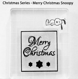 Peanuts Christmas Series 2-Piece Clear Vinyl Stamps On Thick Acrylic Block - Merry Christmas Snoopy (Same Pliability As Rubber!)