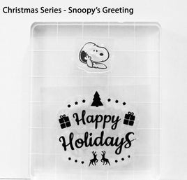 Peanuts Christmas Series 2-Piece Clear Vinyl Stamps On Thick Acrylic Block - Snoopy's Greeting (Same Pliability As Rubber!)
