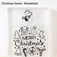 Peanuts Christmas Series 2-Piece Clear Vinyl Stamps On Thick Acrylic Block - Woodstock (Same Pliability As Rubber!)