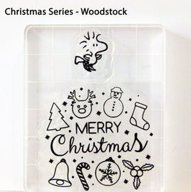Peanuts Christmas Series 2-Piece Clear Vinyl Stamps On Thick Acrylic Block - Woodstock (Same Pliability As Rubber!)