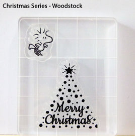 Peanuts Christmas Series 2-Piece Clear Vinyl Stamps On Thick Acrylic Block - Woodstock (Same Pliability As Rubber!)