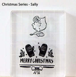Peanuts Christmas Series 2-Piece Clear Vinyl Stamps On Thick Acrylic Block - Sally (Same Pliability As Rubber!)