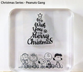 Peanuts Christmas Series 2-Piece Clear Vinyl Stamps On Thick Acrylic Block - Christmas Greetings (Same Pliability As Rubber!)