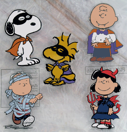 5-Piece Peanuts Jelz Halloween Window Cling Set