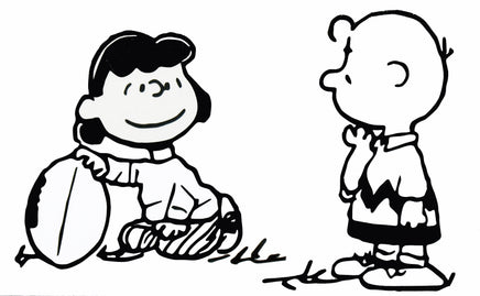 Charlie Brown and Lucy Football Die - Cut Vinyl Decal - Black - snoopn4pnuts.com