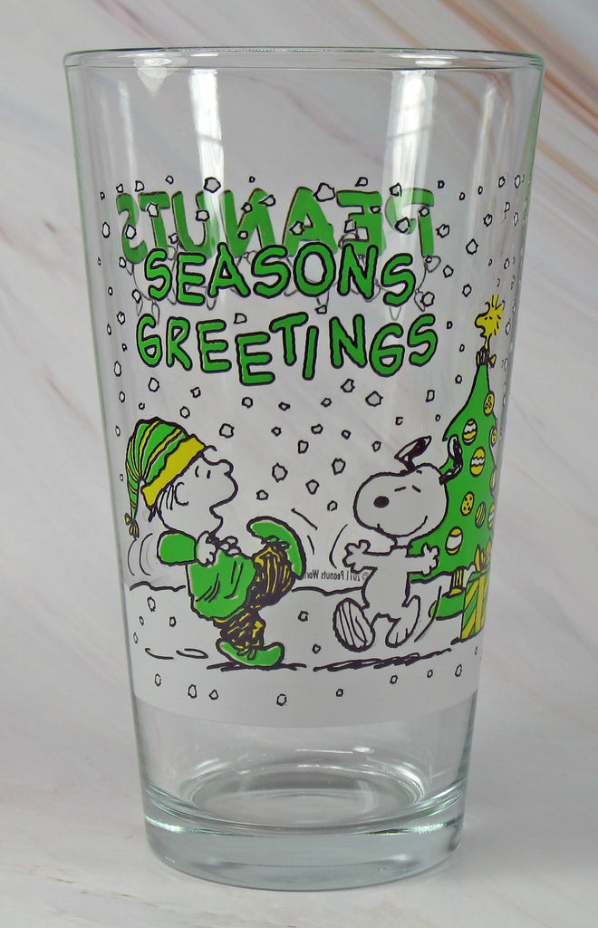 Peanuts Christmas Drinking Glass - Seasons Greetings
