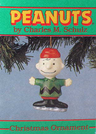1988 Charlie Brown Skater Ceramic Christmas Ornament - snoopn4pnuts.com