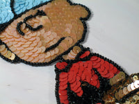 Charlie Brown Large Sequined and Beaded Patch (Sew On) - RARE! - snoopn4pnuts.com