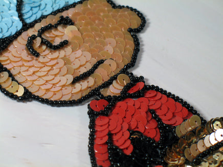 Charlie Brown Large Sequined and Beaded Patch (Sew On) - RARE! - snoopn4pnuts.com