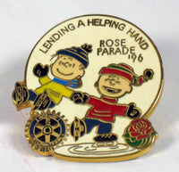 1996 Peanuts Rose Parade Cloisonne Pin - Lending A Helping Hand (Rotary International) - RARE!