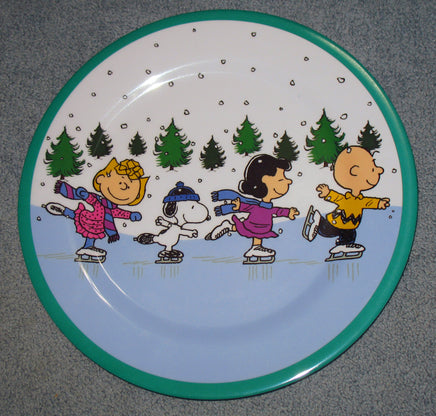 Peanuts Melamine Dinner Plate - Ice Skating Fun - snoopn4pnuts.com