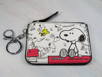 Peanuts Vinyl Change Purse / Double - Ring Key Chain Combo With License Pocket - Snoopy and Woodstock - snoopn4pnuts.com
