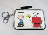 Peanuts Vinyl Change Purse / Double-Ring Key Chain Combo With License Pocket - Charlie Brown and Snoopy