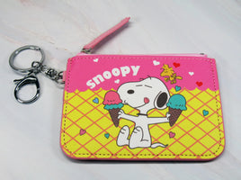 Peanuts Vinyl Change Purse / Double - Ring Key Chain Combo With License Pocket - Ice Cream Cone - snoopn4pnuts.com