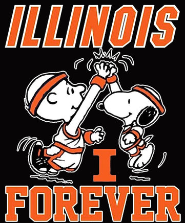 Snoopy College Football Indoor/Outdoor Waterproof Vinyl Decal - Illinois Illini - snoopn4pnuts.com
