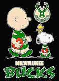 Snoopy Professional Basketball Indoor/Outdoor Waterproof Vinyl Decal - Milwaukee Bucks