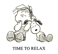 Peanuts 2 - Piece Clear Vinyl Stamps On Thick Acrylic Block - Linus "Time To Relax" - snoopn4pnuts.com