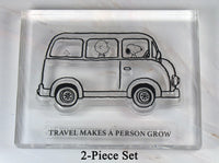 Peanuts 2-Piece Clear Vinyl Stamps On Thick Acrylic Block - Travel Makes A Person Grow