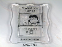Peanuts LARGE 2-Piece Clear Vinyl Stamps On Thick Acrylic Block - Lucy Psych Booth