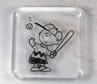 Peanuts Clear Vinyl Stamp On Thick Acrylic Block - Charlie Brown Baseball - snoopn4pnuts.com