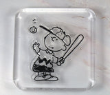 Peanuts Clear Vinyl Stamp On Thick Acrylic Block - Charlie Brown Baseball