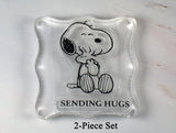 Peanuts 2-Piece Clear Vinyl Stamps On Thick Acrylic Block - Snoopy Sending Hugs