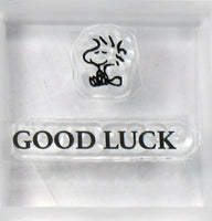 Peanuts 2-Piece Clear Vinyl Stamps On Thick Acrylic Block - Woodstock (Good Luck)